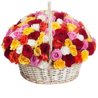 51 colorful roses in the basket | Flower Delivery Samara